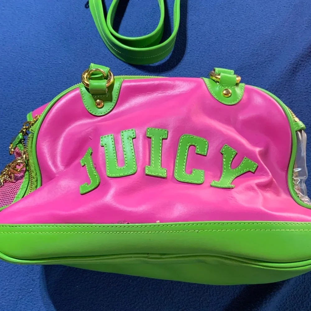 Juicy pink and green small  pet carrier bag with strap preowned
